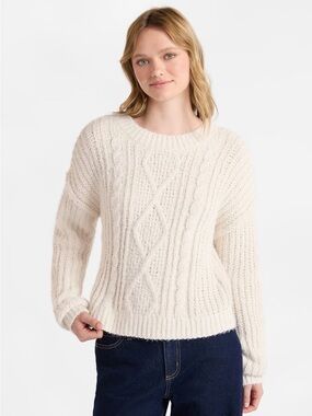 No Boundaries Cozy Cable Knit Sweater Cream NWT Size XXS